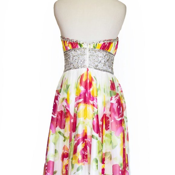 MORI LEE Strapless Beaded Floral Ball Gown Dress Prom Formal Small - Picture 5 of 10